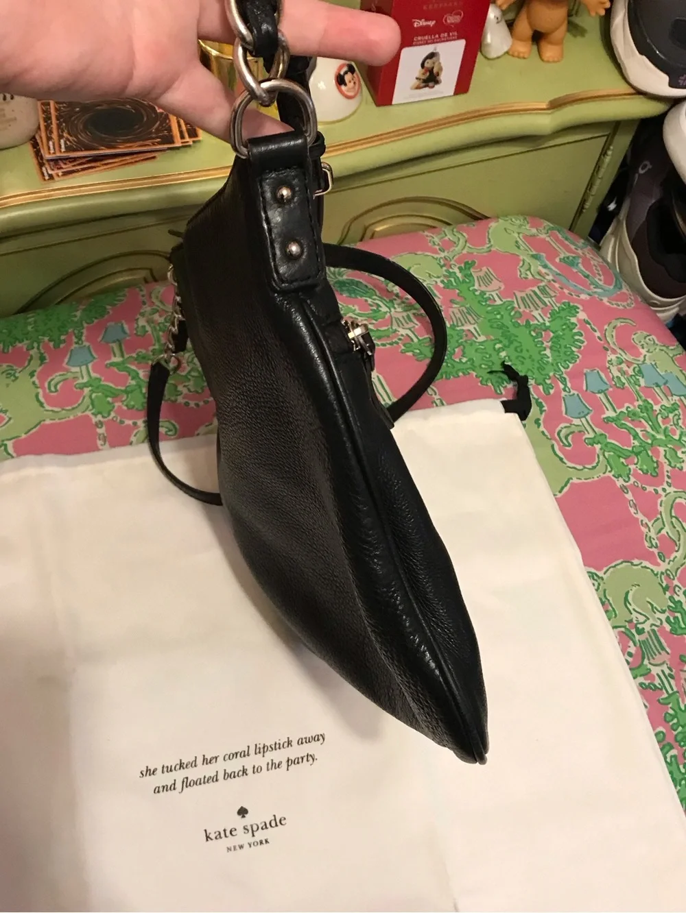 Kate Spade black and silver cobble hill Ellen crossbody purse